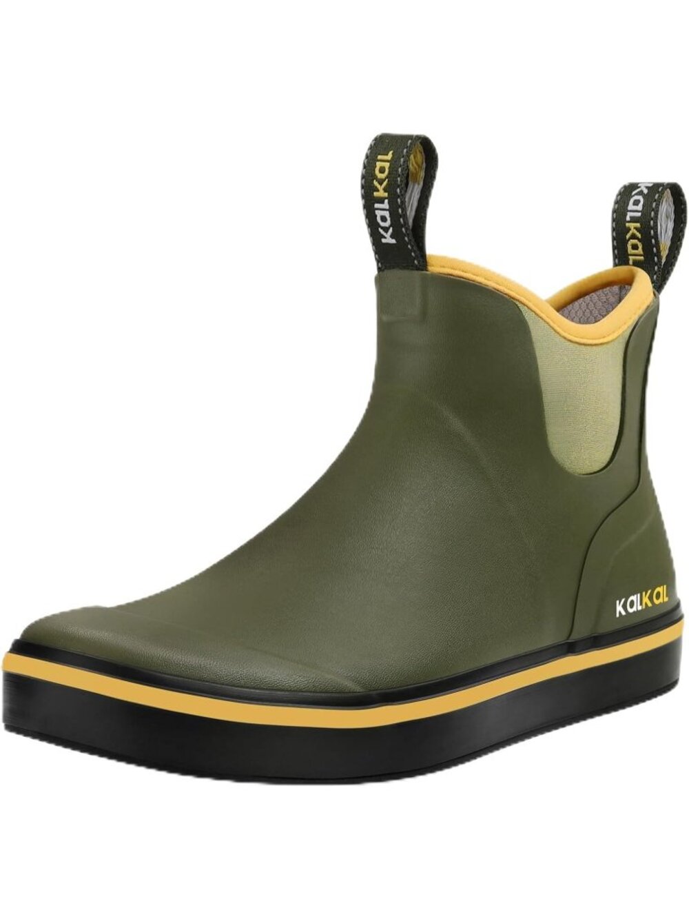 🆕Men's Olive Green Deck Boots Anti-Slip Saltwater Fishing Rain Boots Waterproof